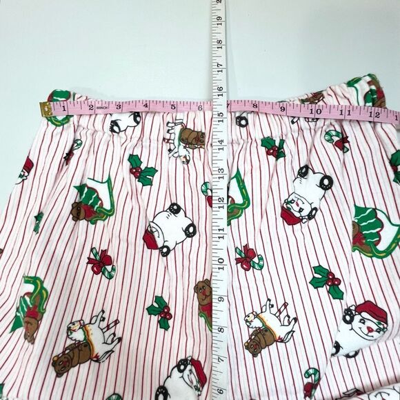 NWT VTG Moon Dance Christmas Teddy Bear Holly Candy Cane Striped Pajama Set M - Picture 11 of 12
